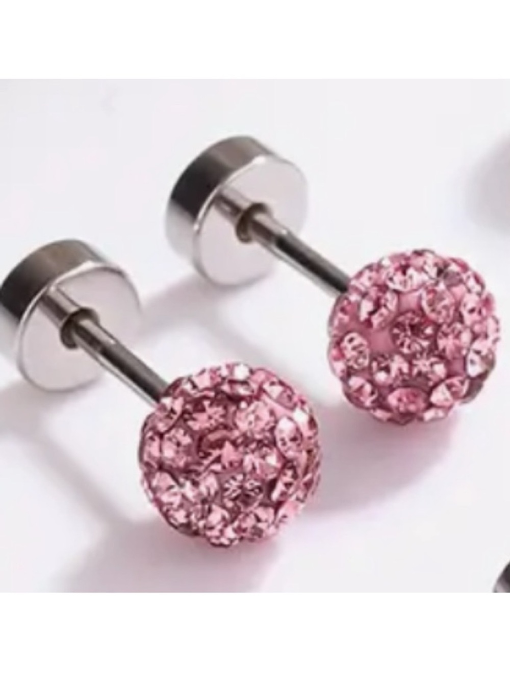 Pink Crystal Ball Stud Earrings - Women Jewelry Earrings